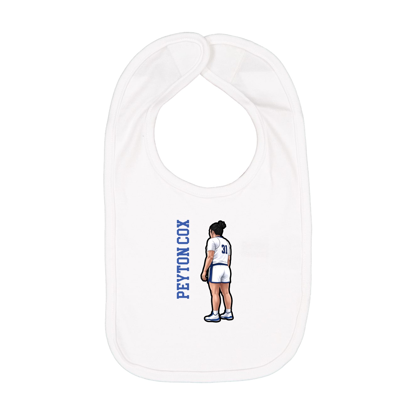 Infant Bib — Name Vertical in White