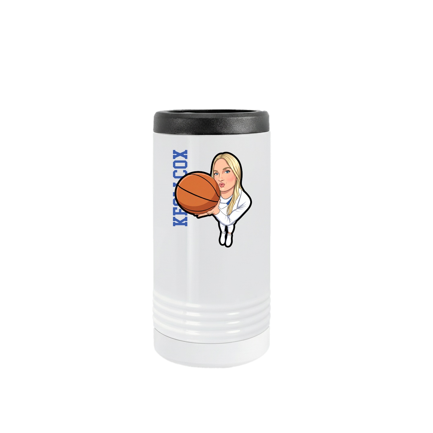 Slim Beverage Holder — Name Vertical in White