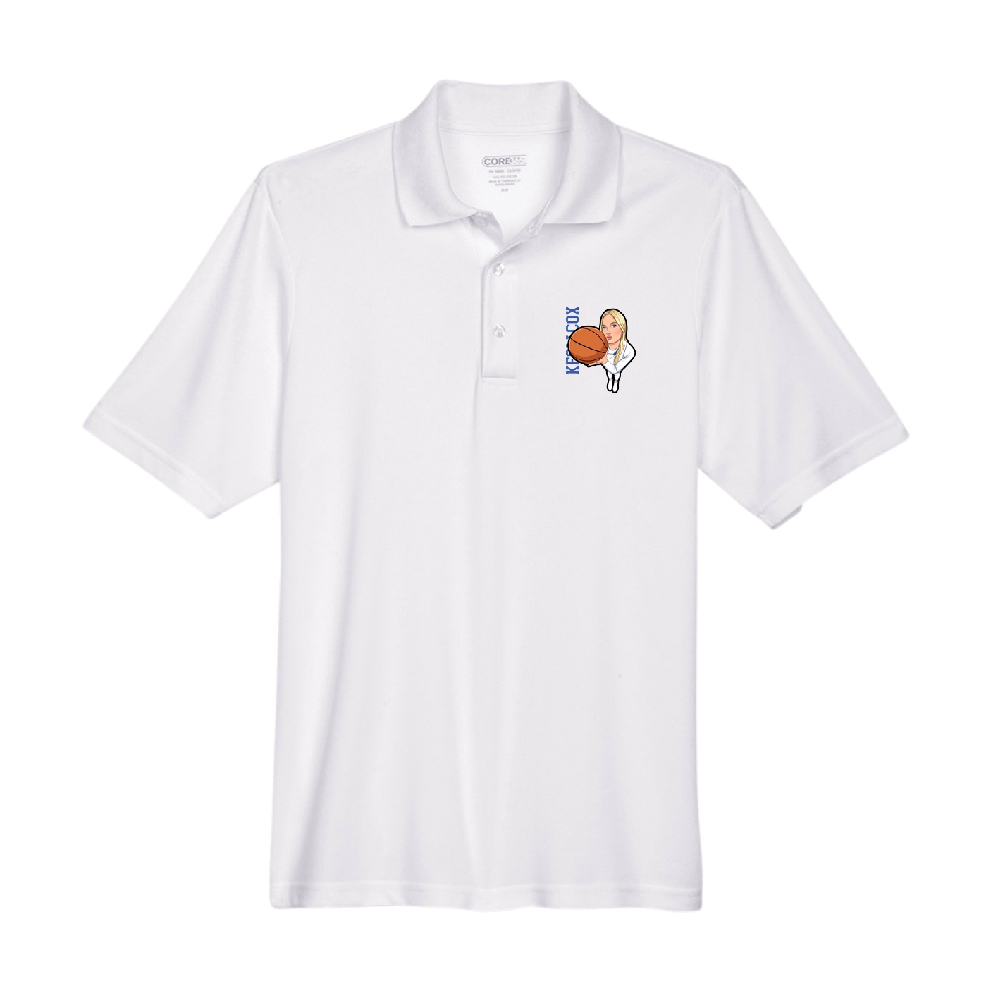 Performance Polo — Name Vertical in White