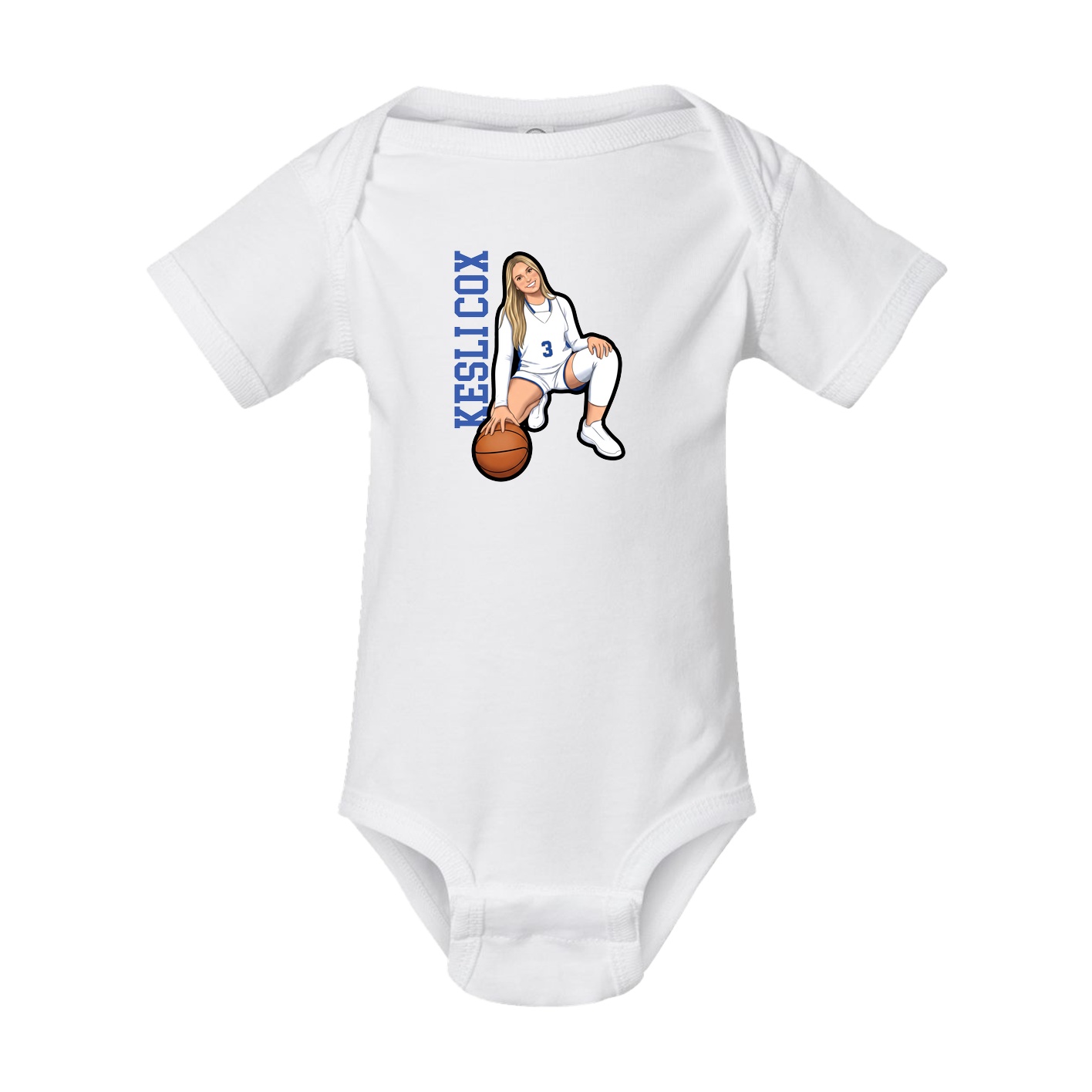 Baby Onesie — Name Vertical in White