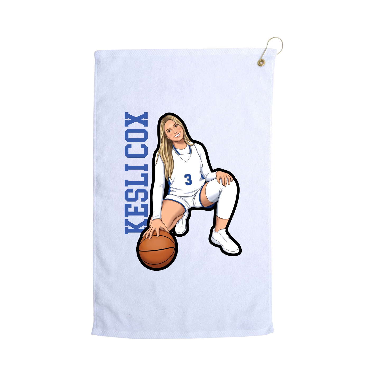 Golf Towel — Name Vertical in White