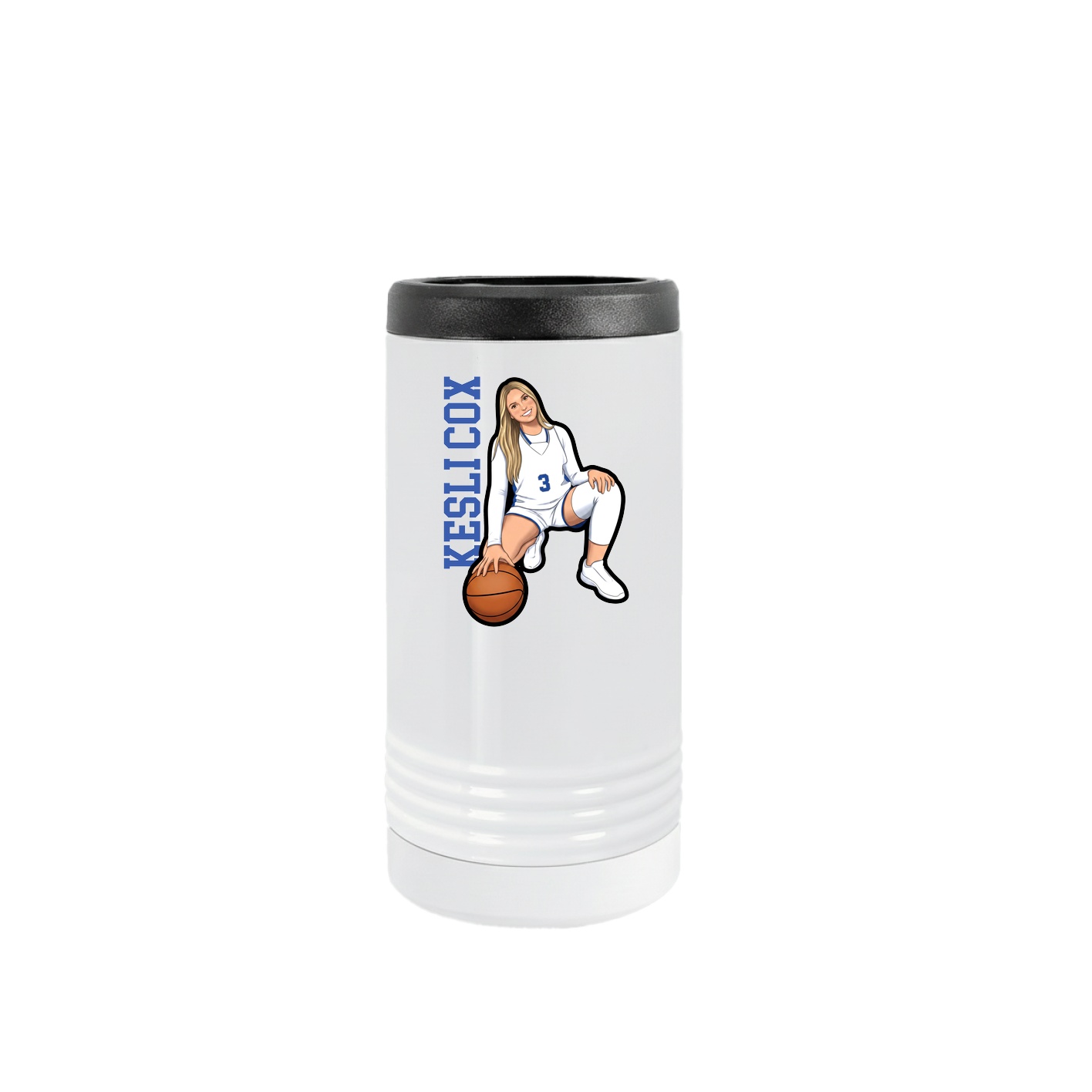 Slim Beverage Holder — Name Vertical in White