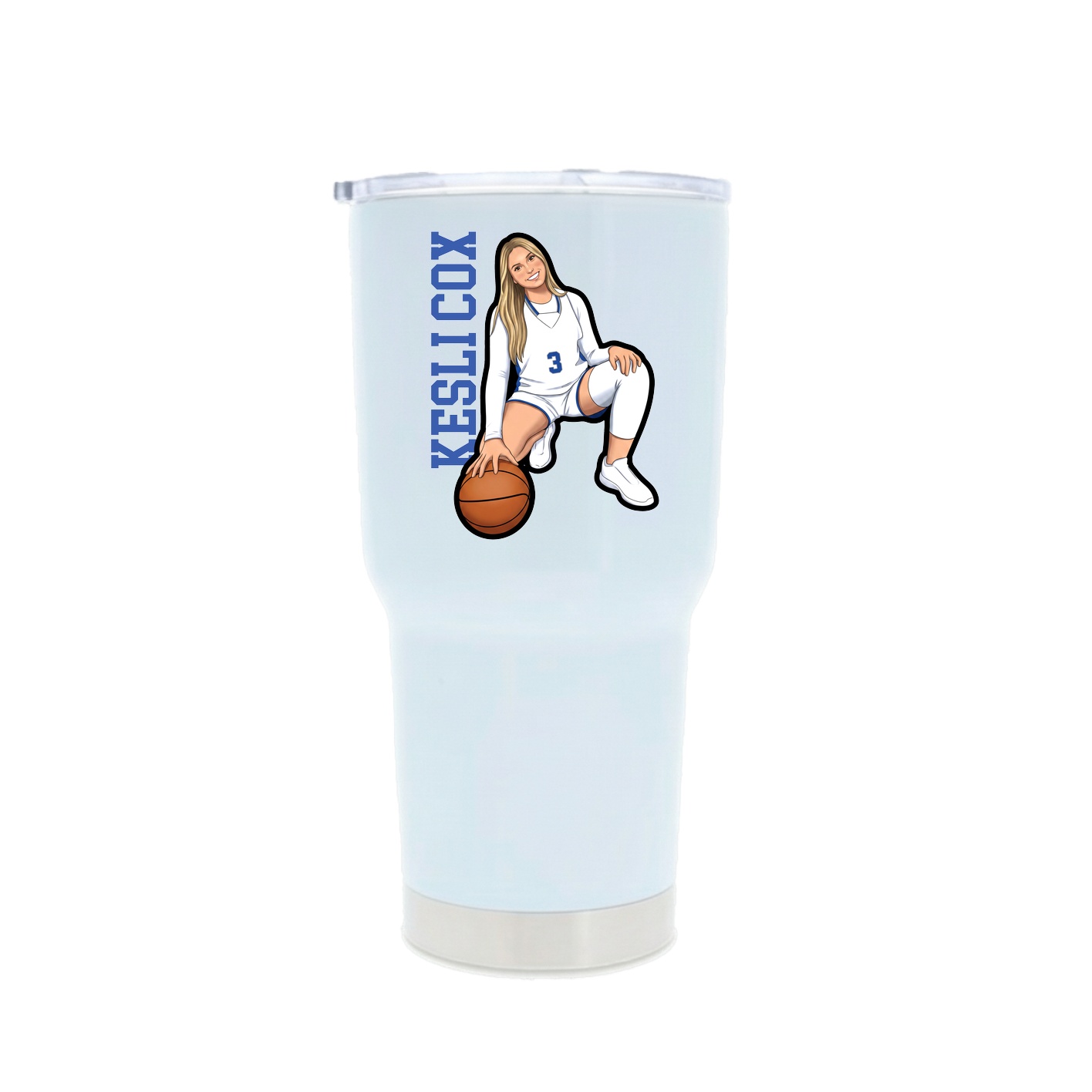 30oz Stainless Steel Tumbler — Name Vertical in White