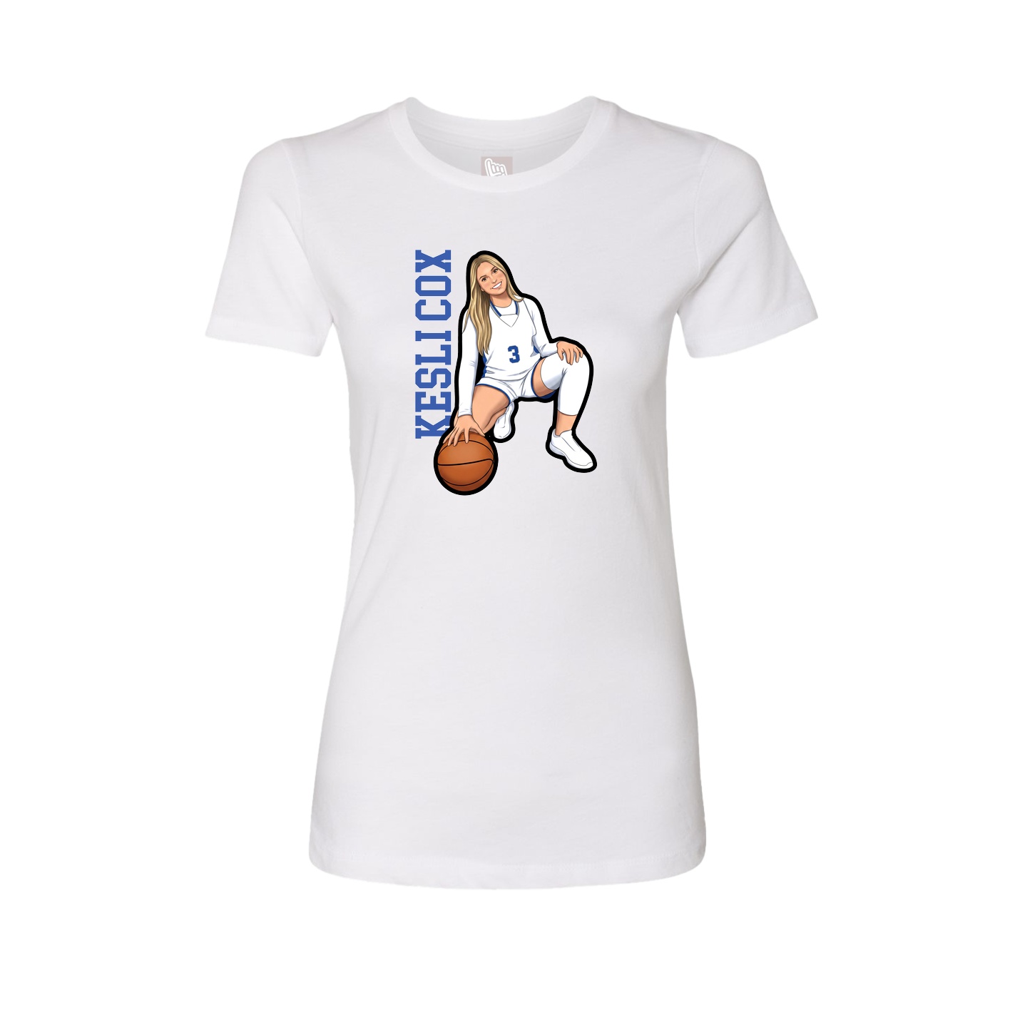 Fitted Women's Tee — Name Vertical in White