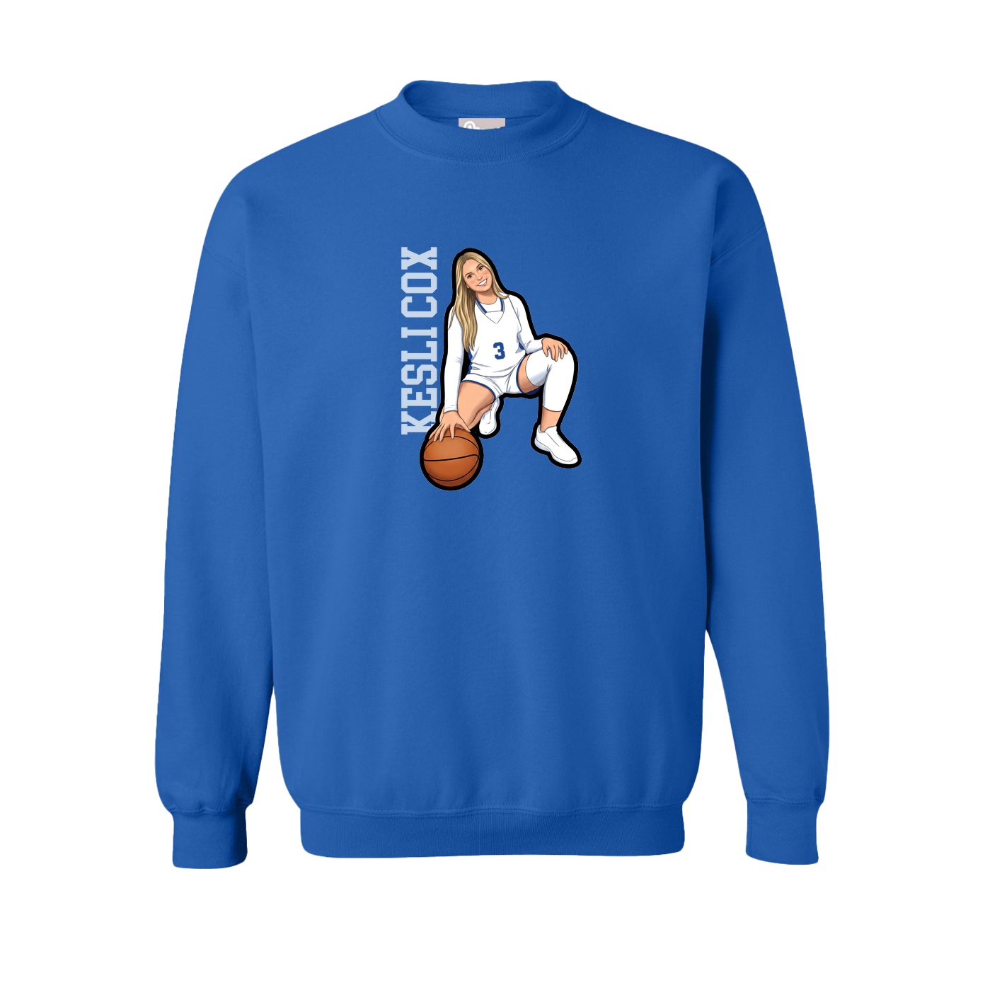 Fleece Crew — Name Vertical in Royal