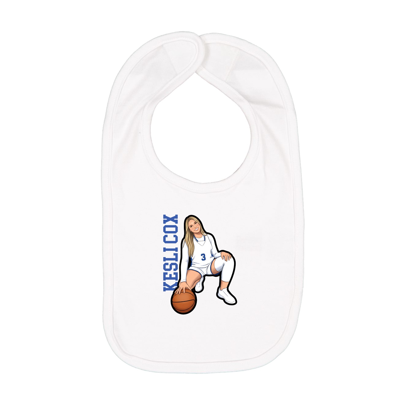 Infant Bib — Name Vertical in White