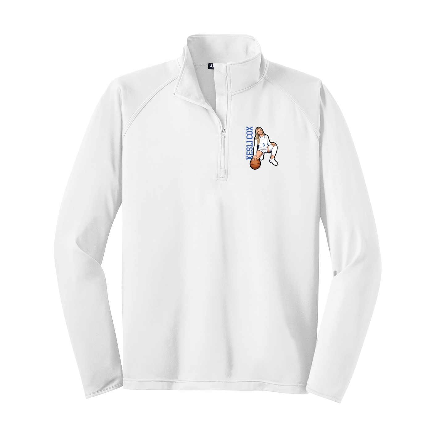 Q-Zip Pullover — Name Vertical in White