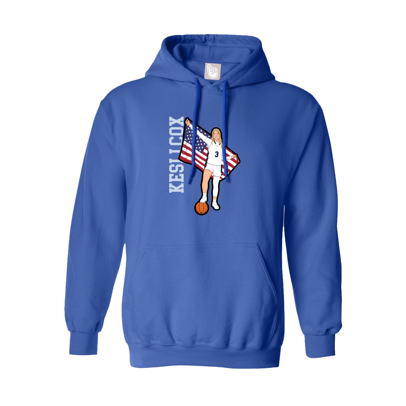 Hoodie — Name Vertical in Royal