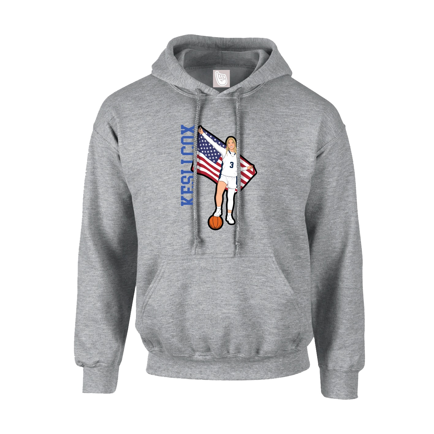Youth Hoodie — Name Vertical in Grey