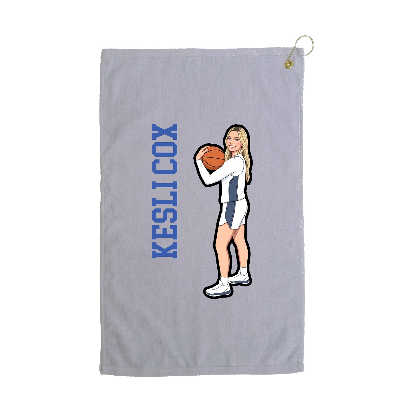 Golf Towel — Name Vertical in Grey