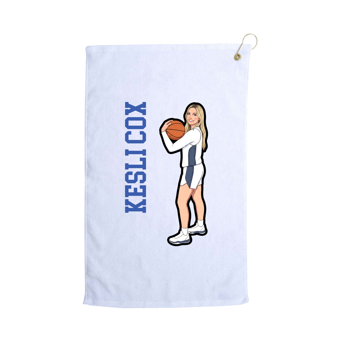 Golf Towel — Name Vertical in White