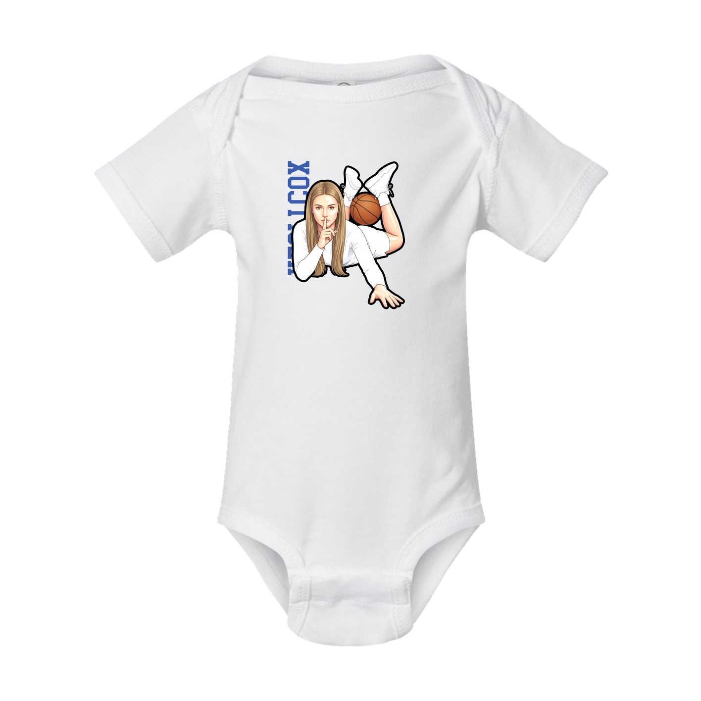 Baby Onesie — Name Vertical in White