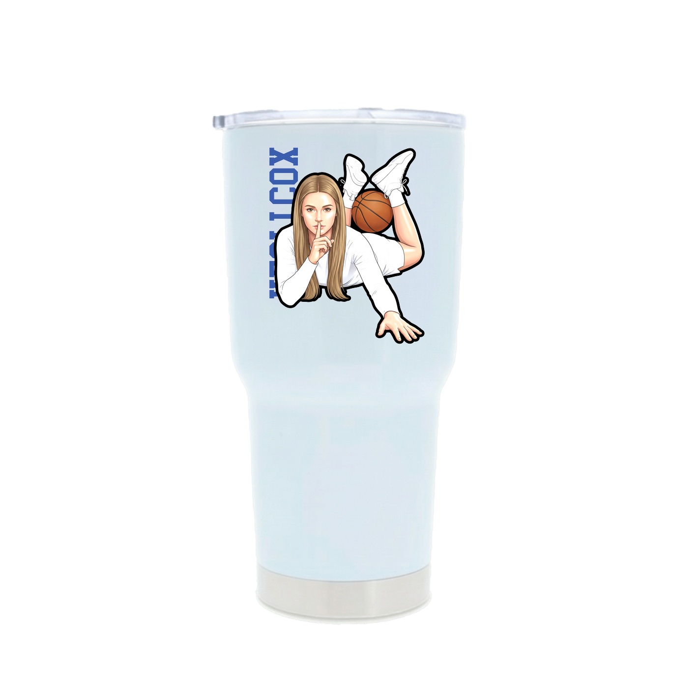 30oz Stainless Steel Tumbler — Name Vertical in White