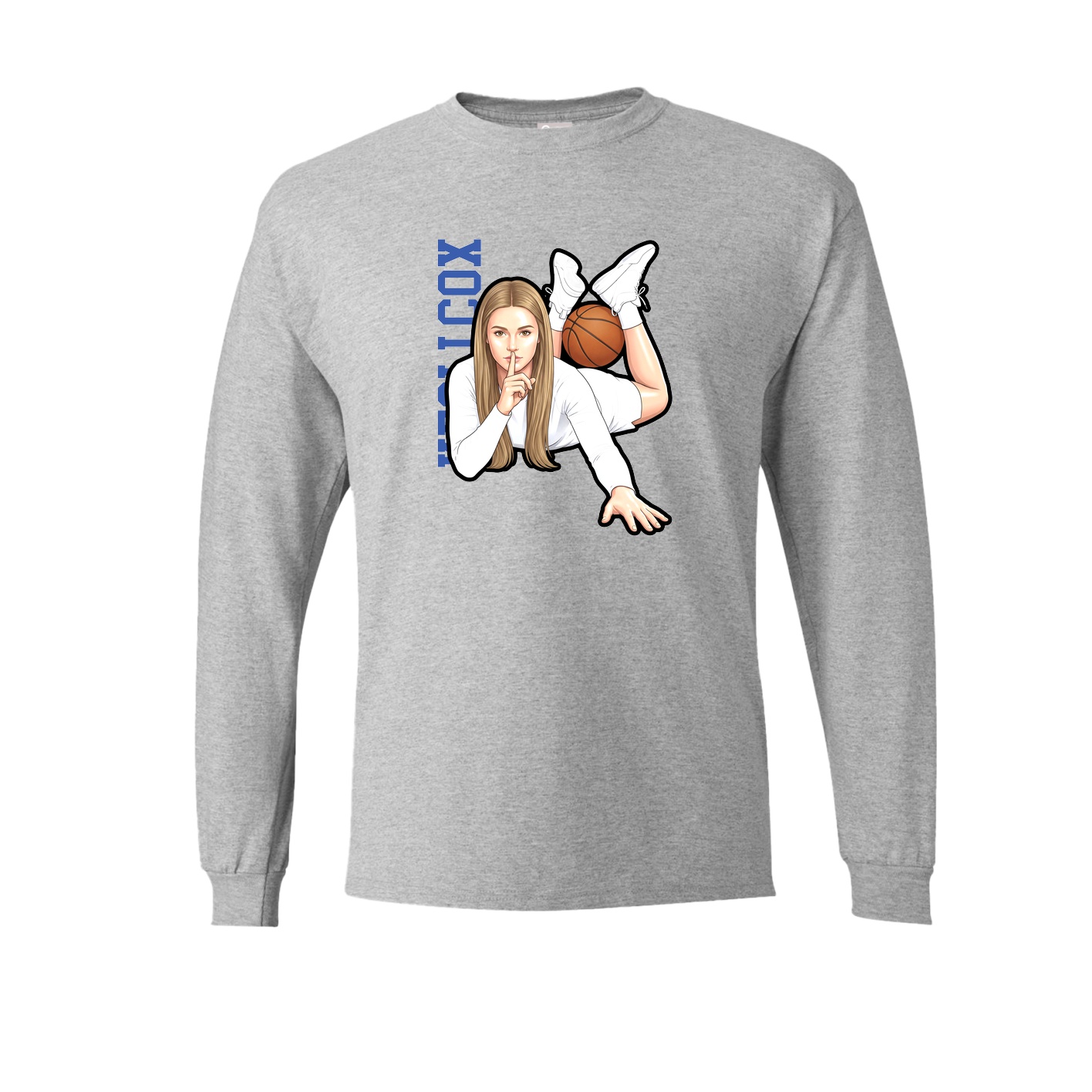 Long Sleeve Tee — Name Vertical in Grey