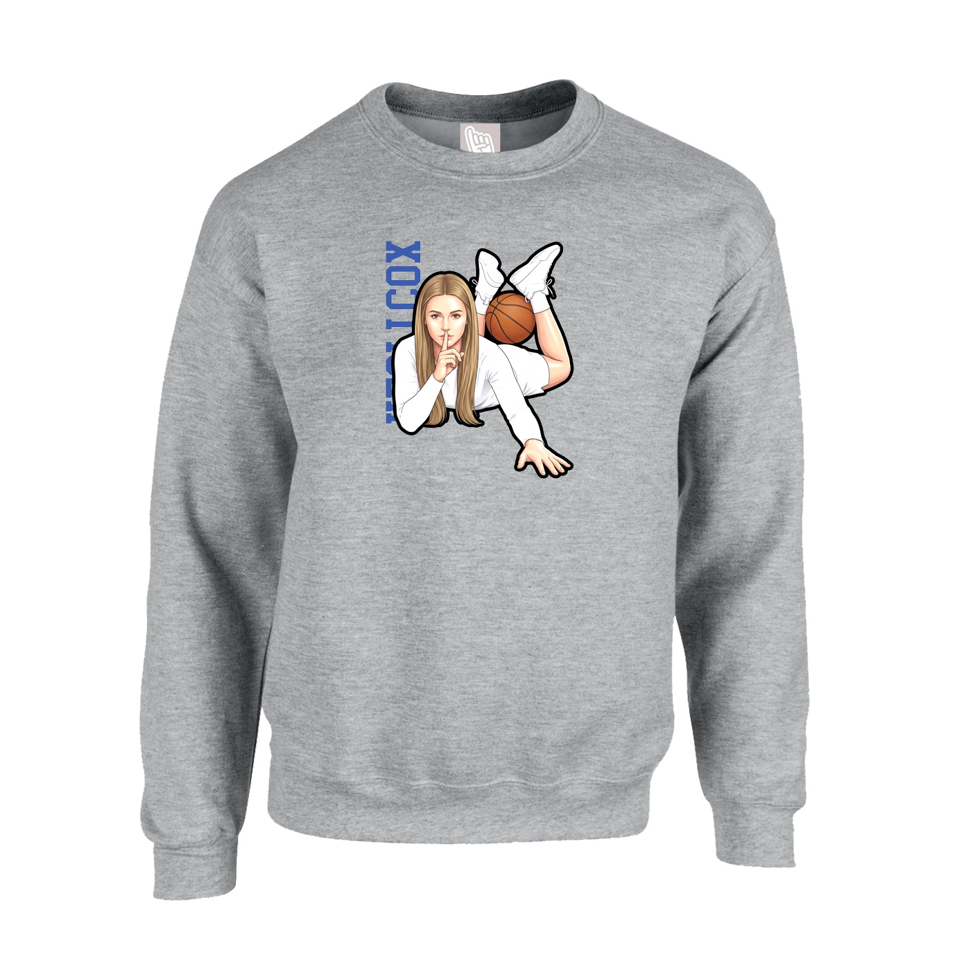Fleece Crew — Name Vertical in Grey