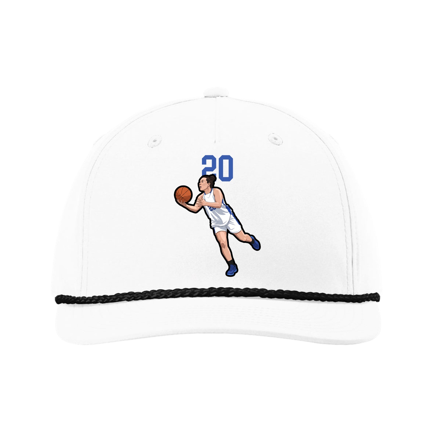 Five-Panel Classic Rope Cap — Number Top in White