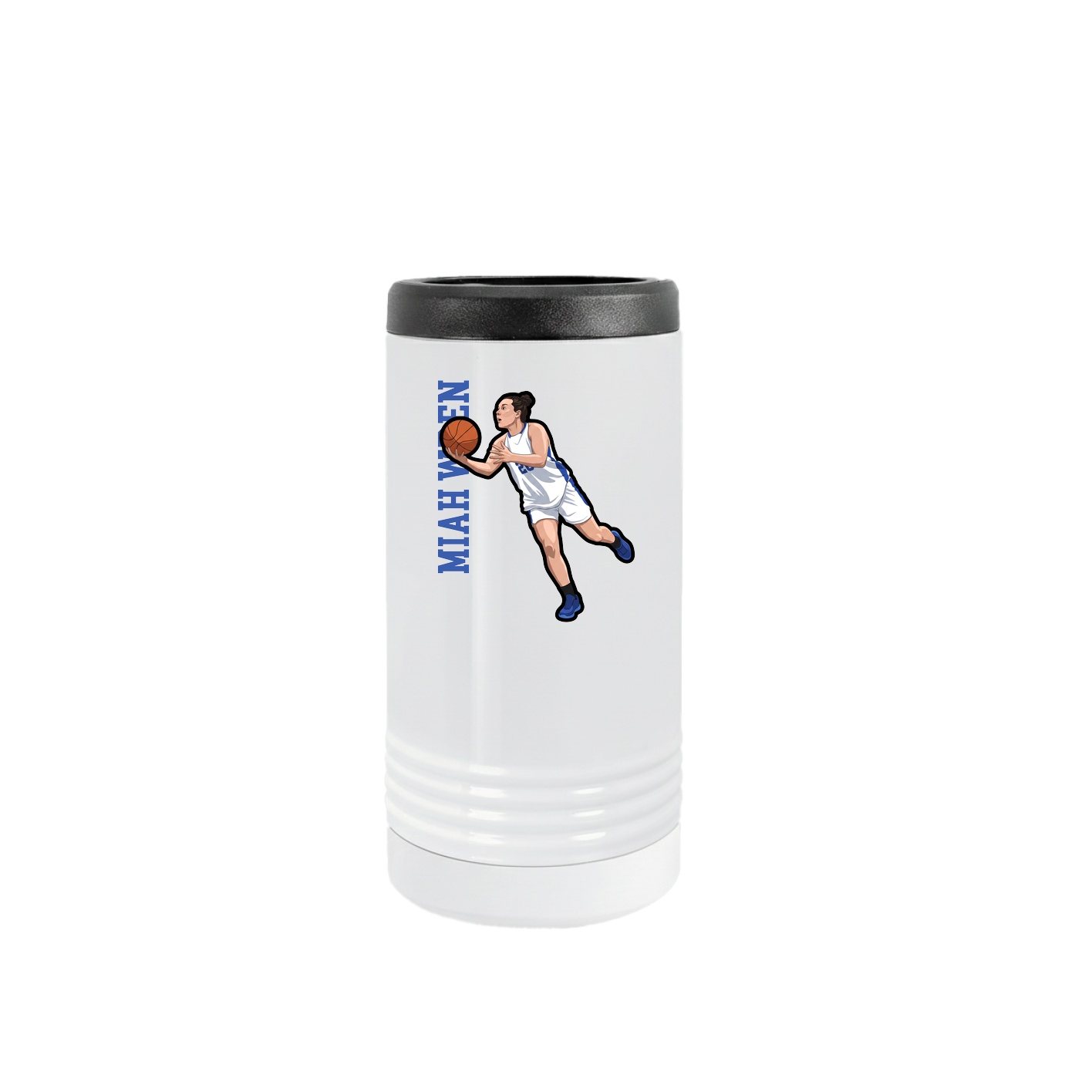 Slim Beverage Holder — Name Vertical in White
