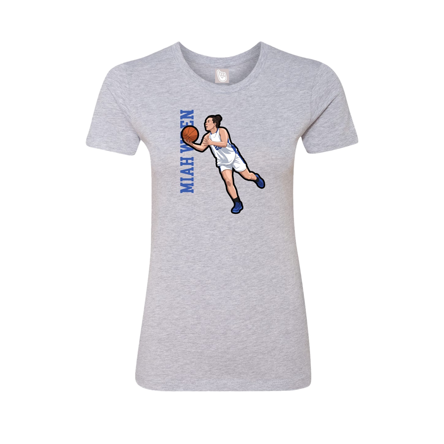 Womens Tee — Name Vertical in Grey