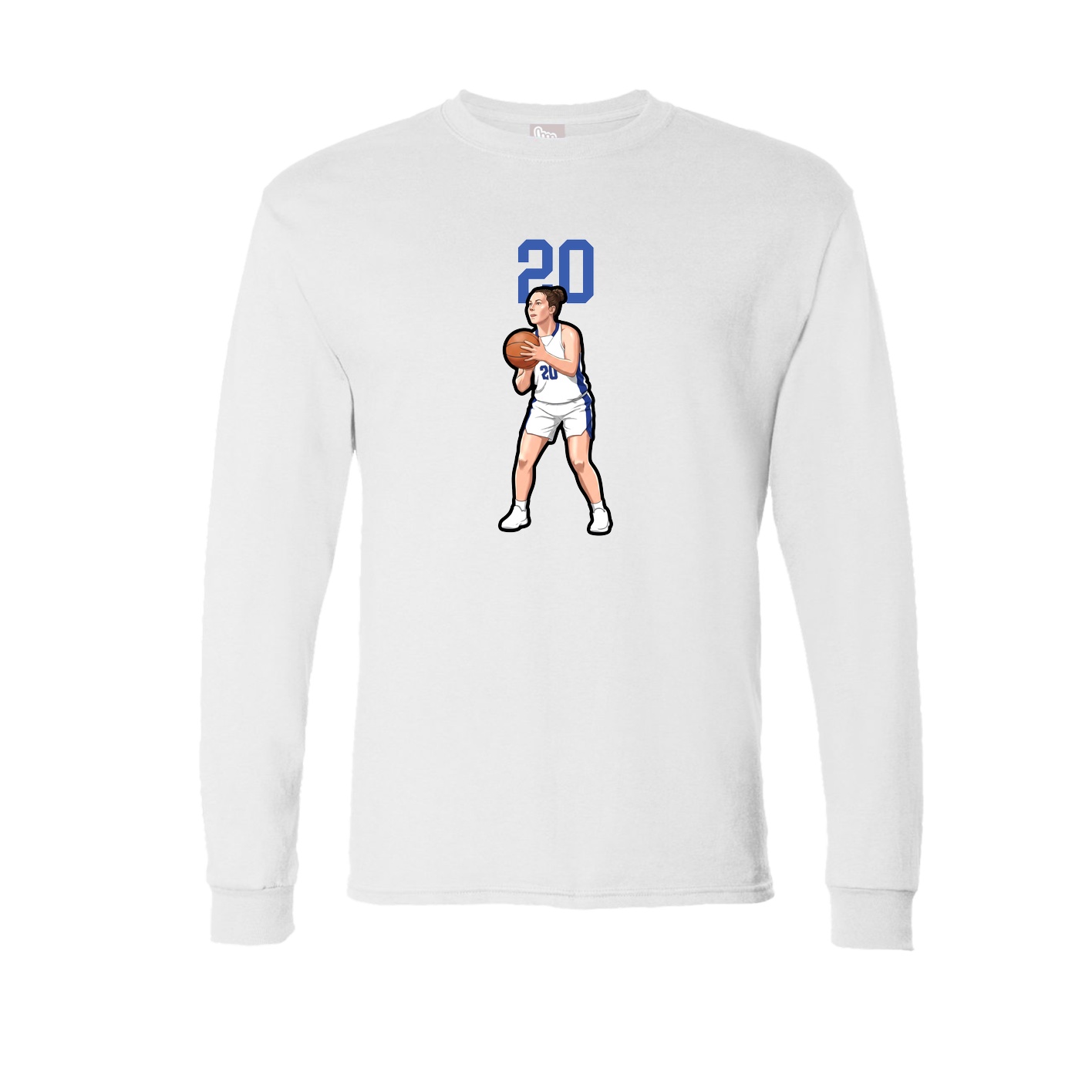 Long Sleeve Tee — Number Top in White