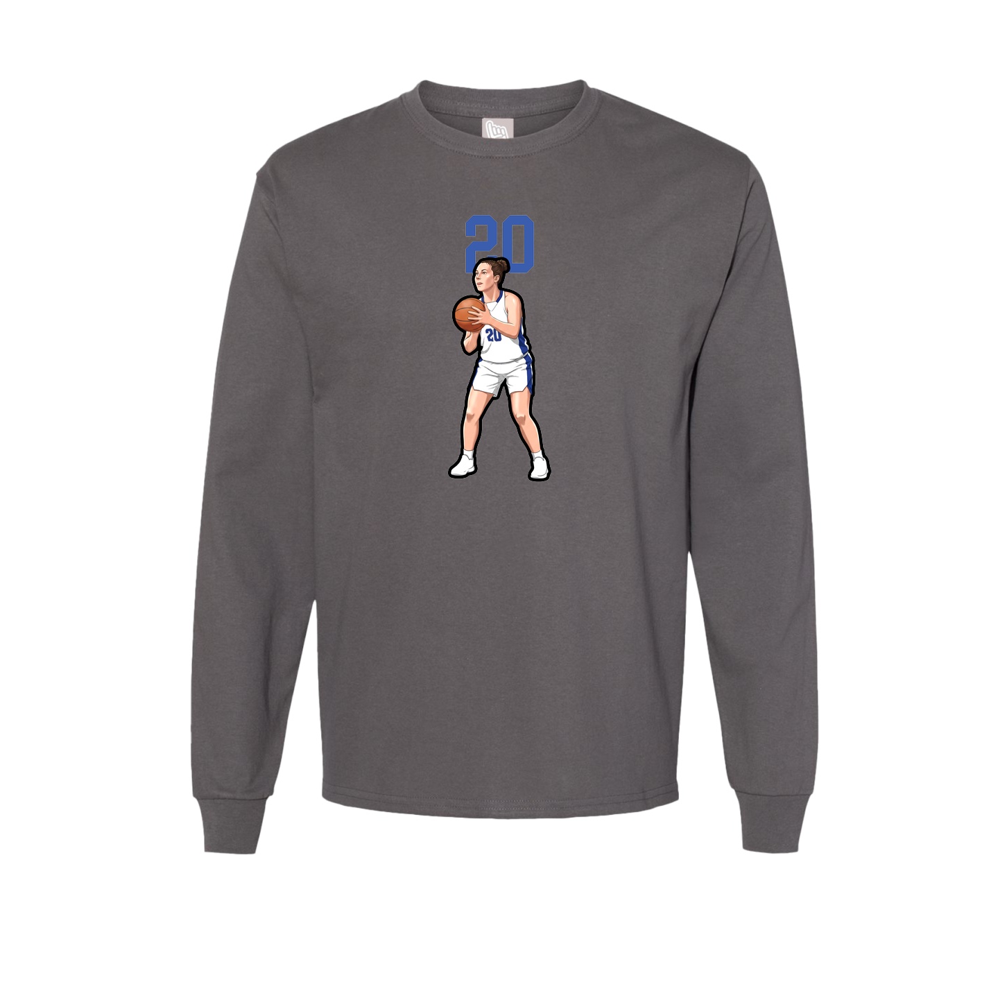 Long Sleeve Tee — Number Top in Grey