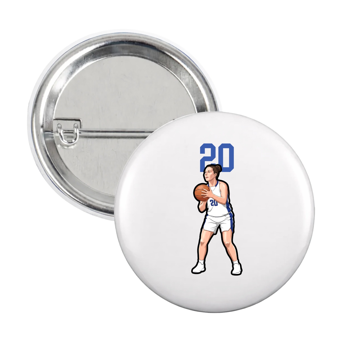 Game Day Button — Number Top in White