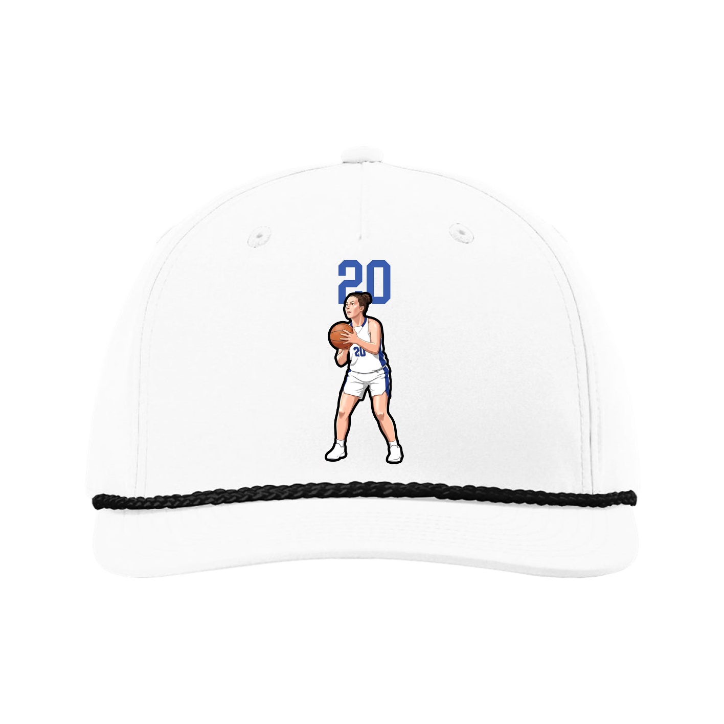 Five-Panel Classic Rope Cap — Number Top in White