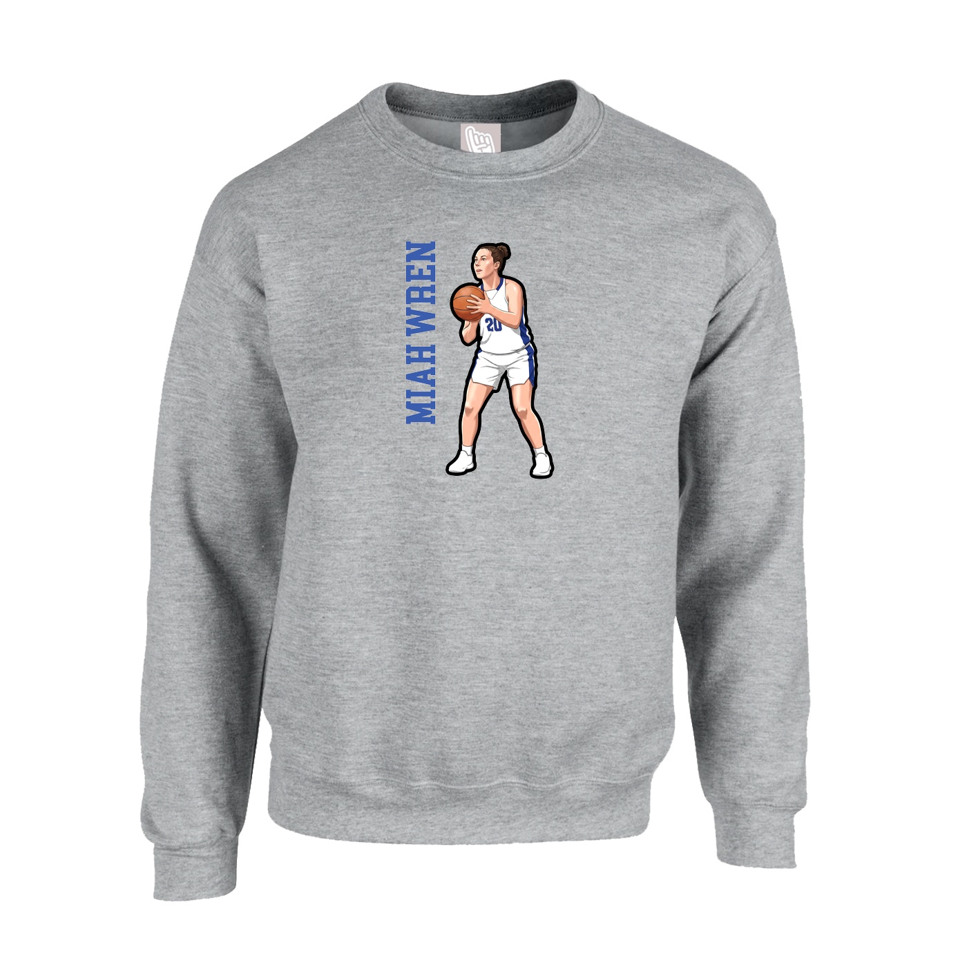 Fleece Crew — Name Vertical in Grey