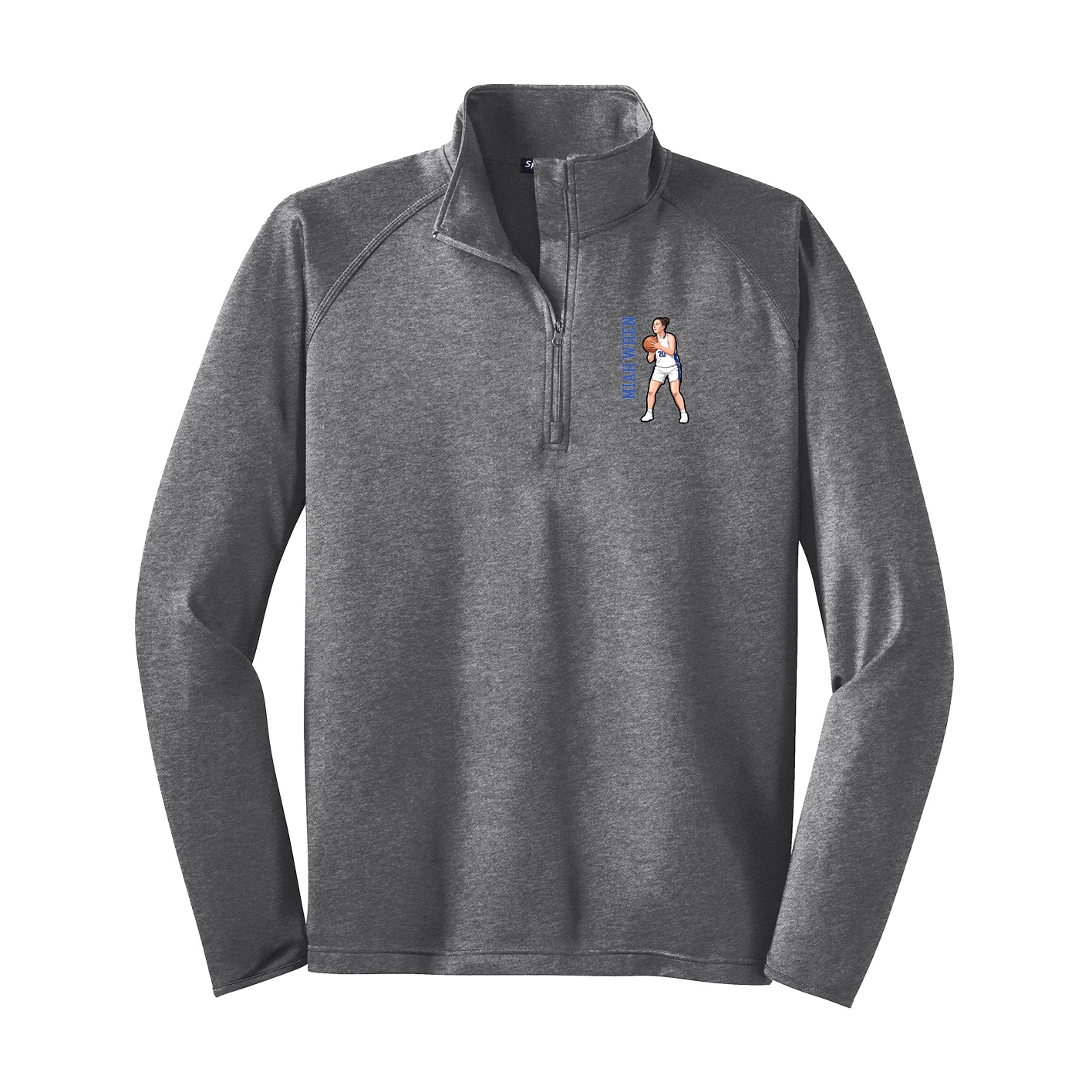 Q-Zip Pullover — Name Vertical in Grey