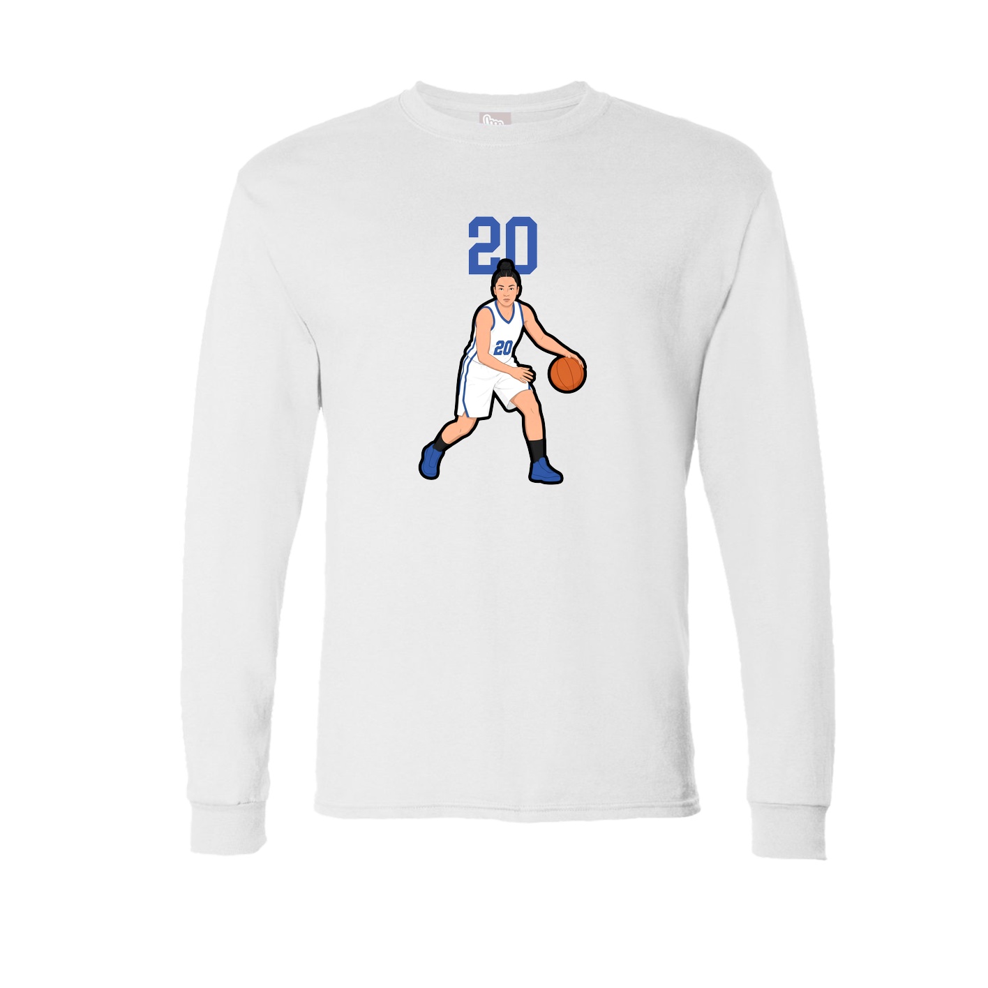 Long Sleeve Tee — Number Top in White