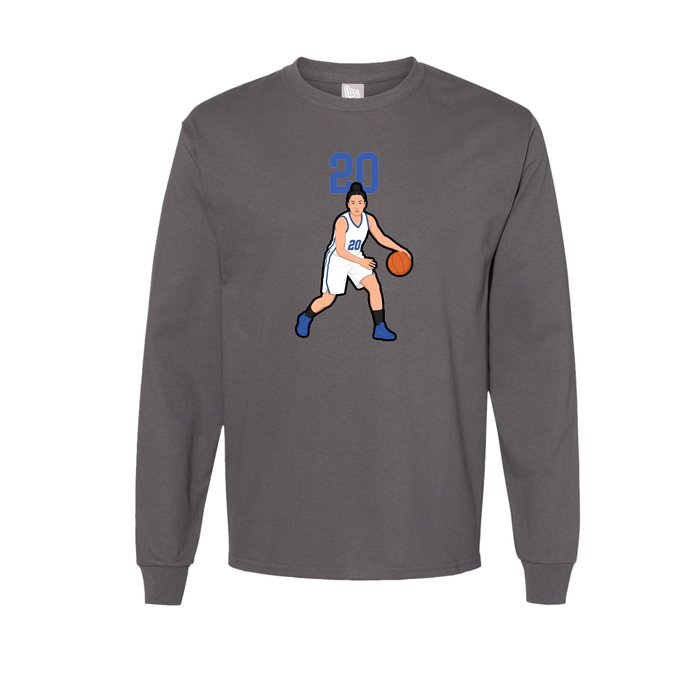 Long Sleeve Tee — Number Top in Grey