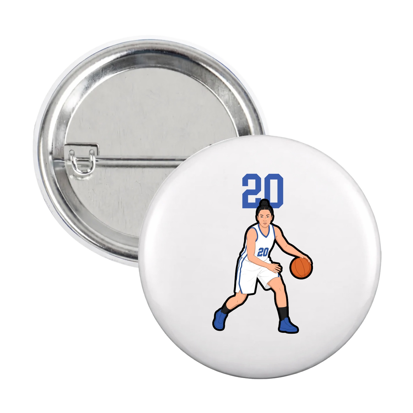 Game Day Button — Number Top in White
