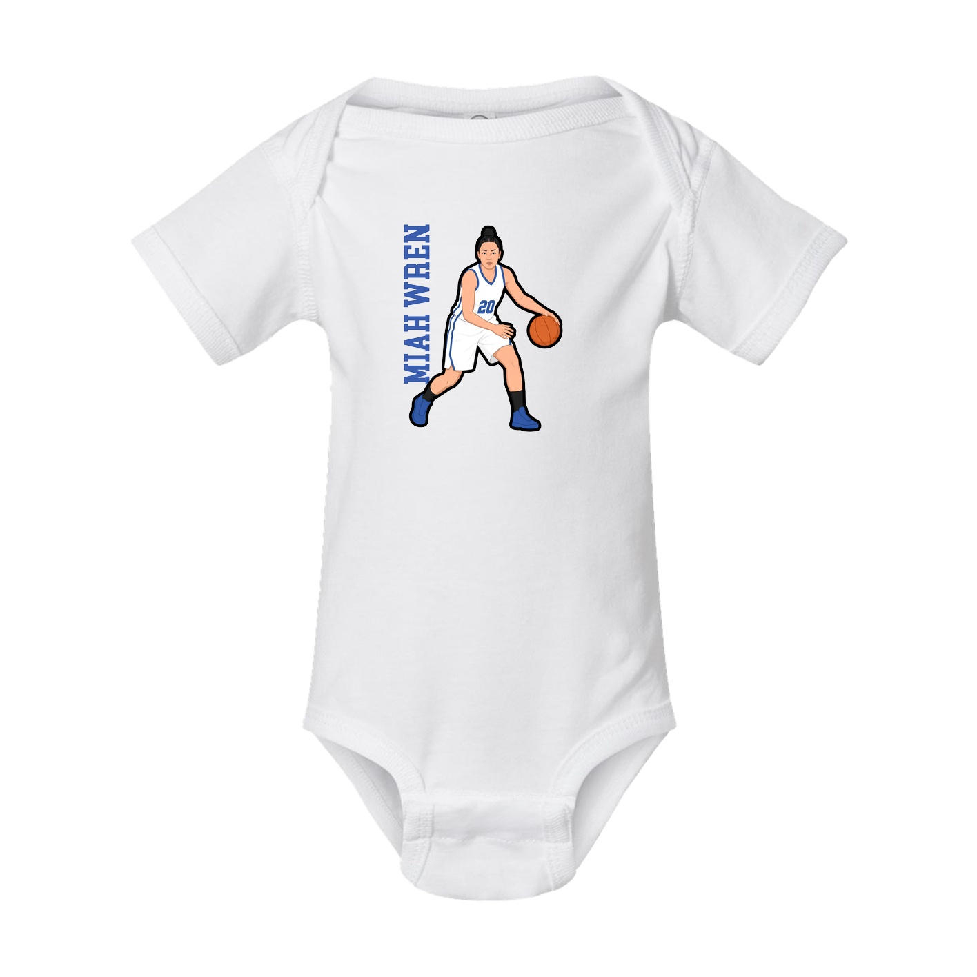 Baby Onesie — Name Vertical in White