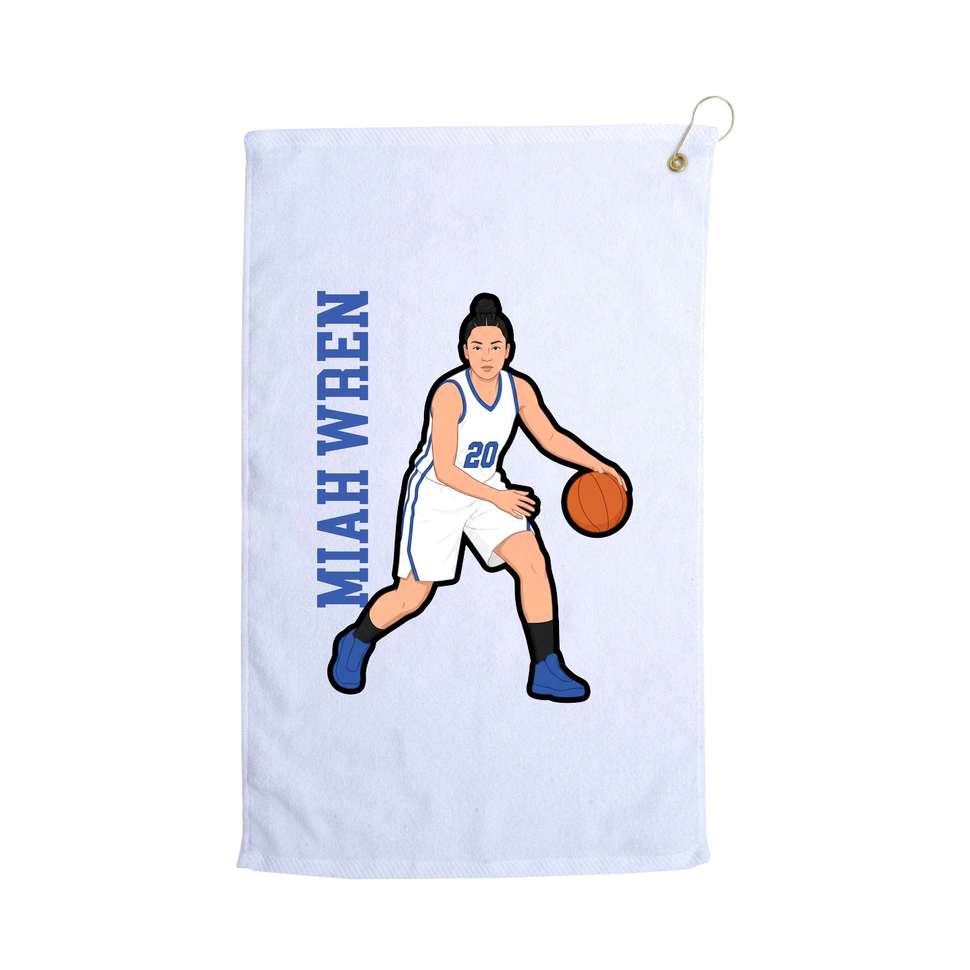 Golf Towel — Name Vertical in White