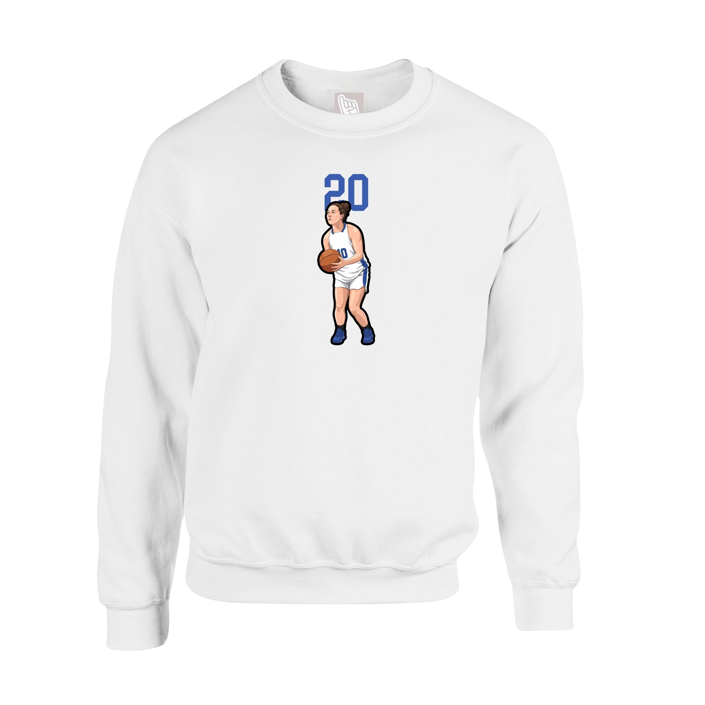 Fleece Crew — Number Top in White