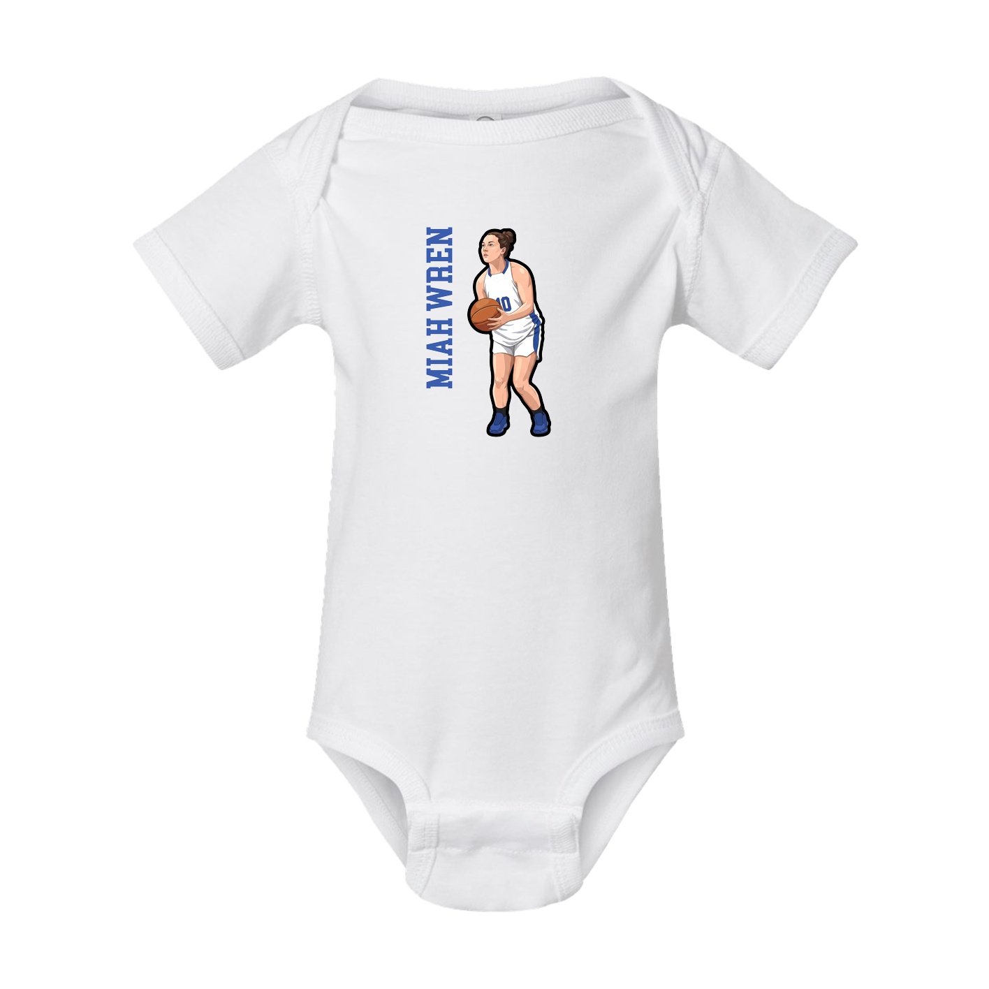 Baby Onesie — Name Vertical in White