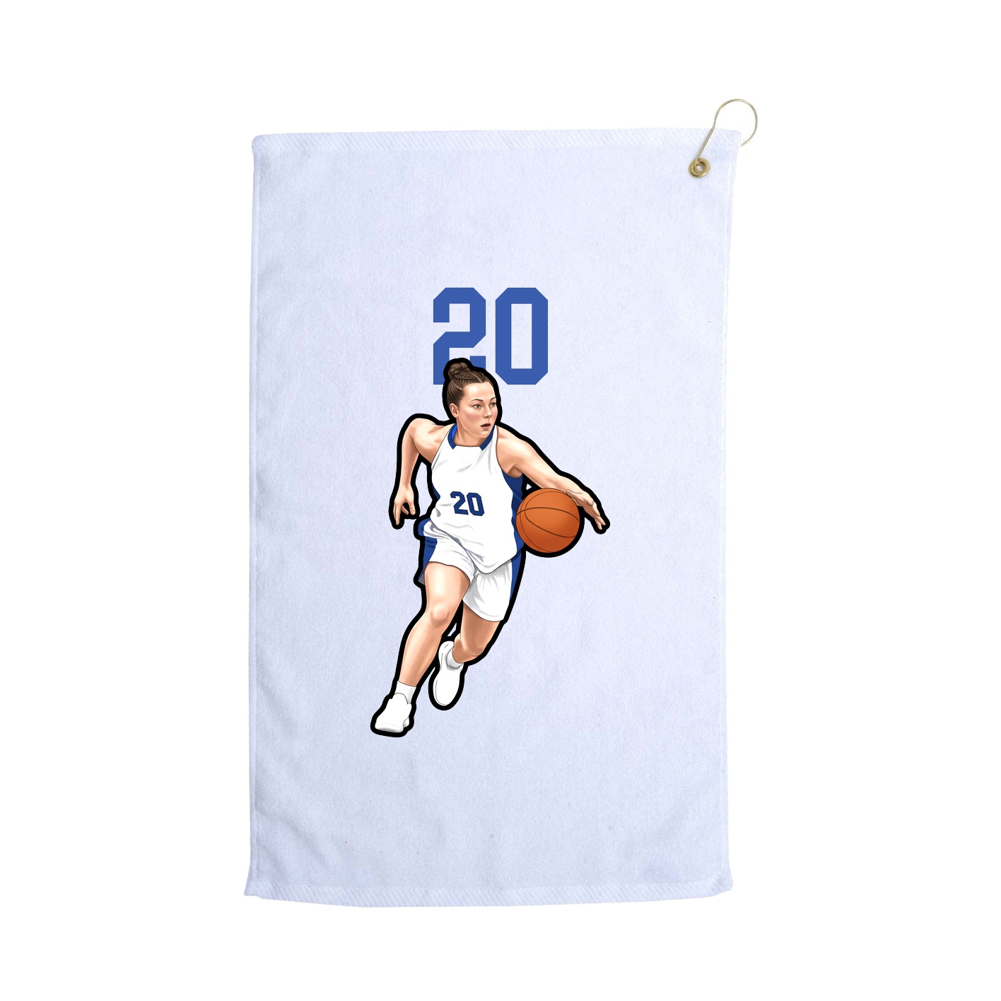 Golf Towel — Number Top in White