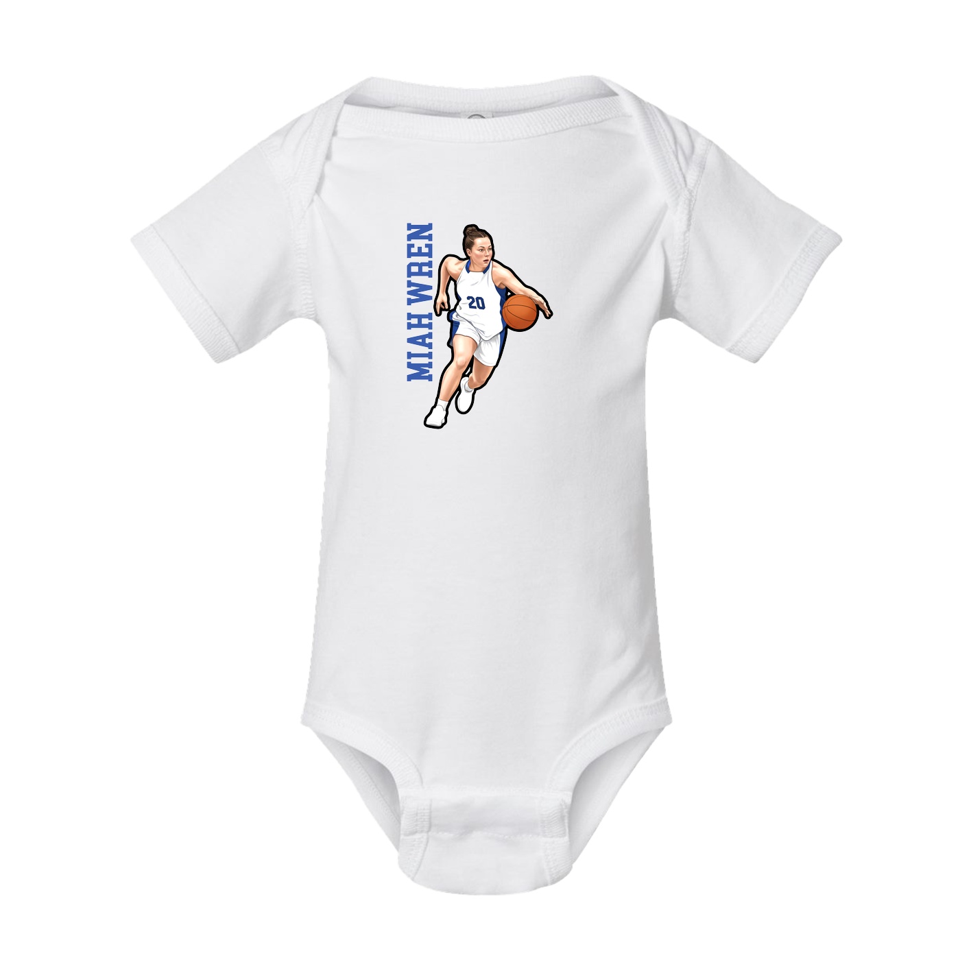 Baby Onesie — Name Vertical in White