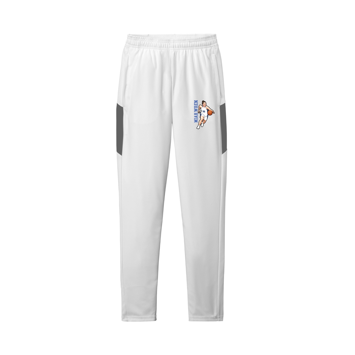 Team Travel Pant — Name Vertical in White/Grey