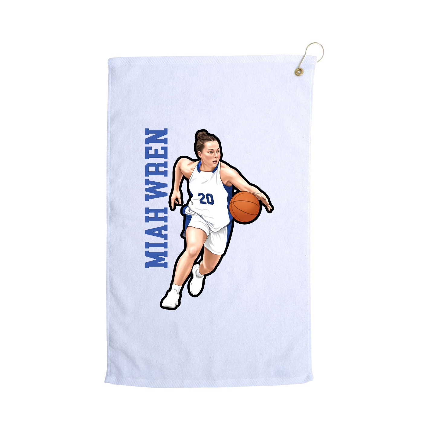 Golf Towel — Name Vertical in White