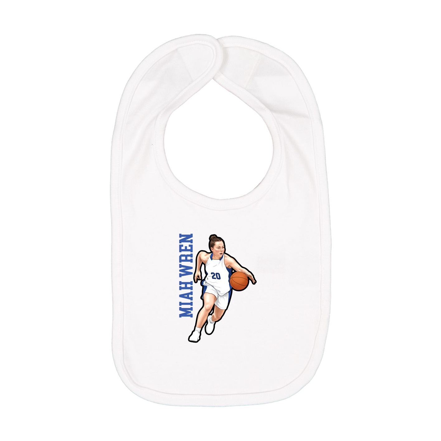 Infant Bib — Name Vertical in White