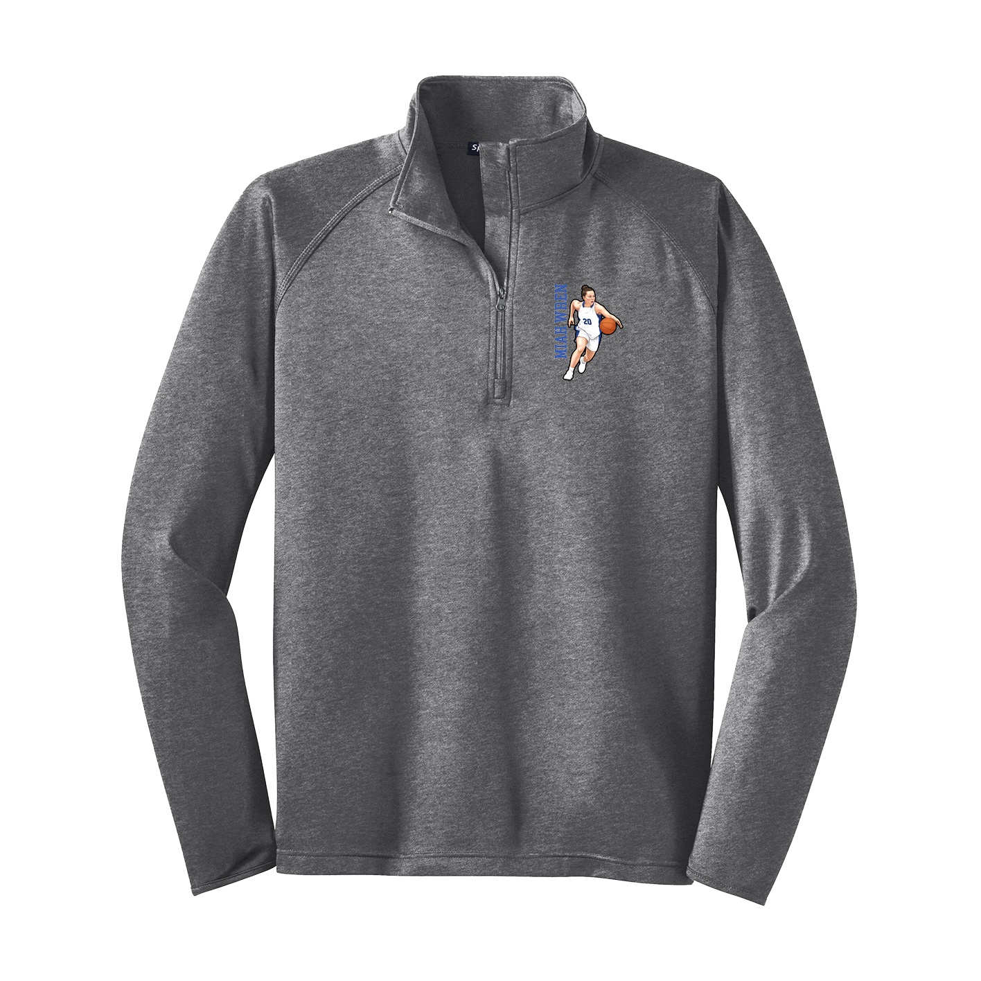 Q-Zip Pullover — Name Vertical in Grey