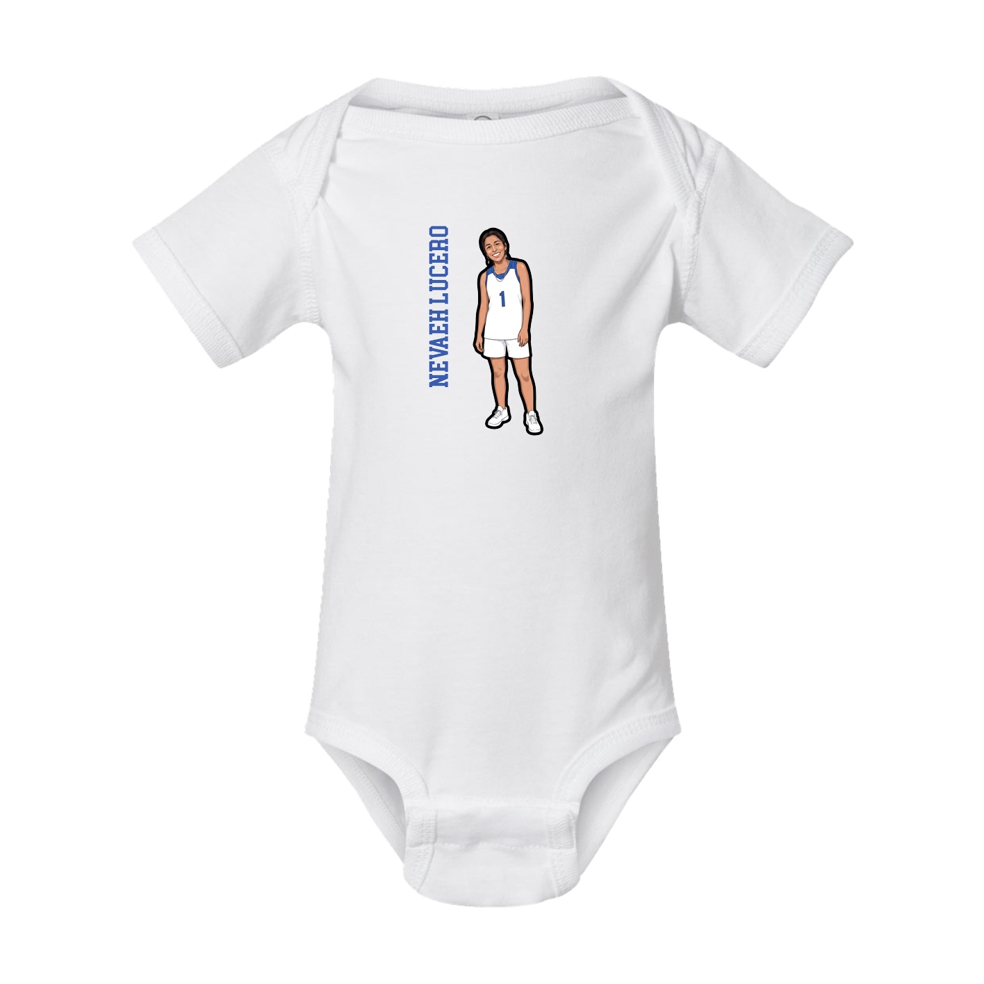 Baby Onesie — Name Vertical in White