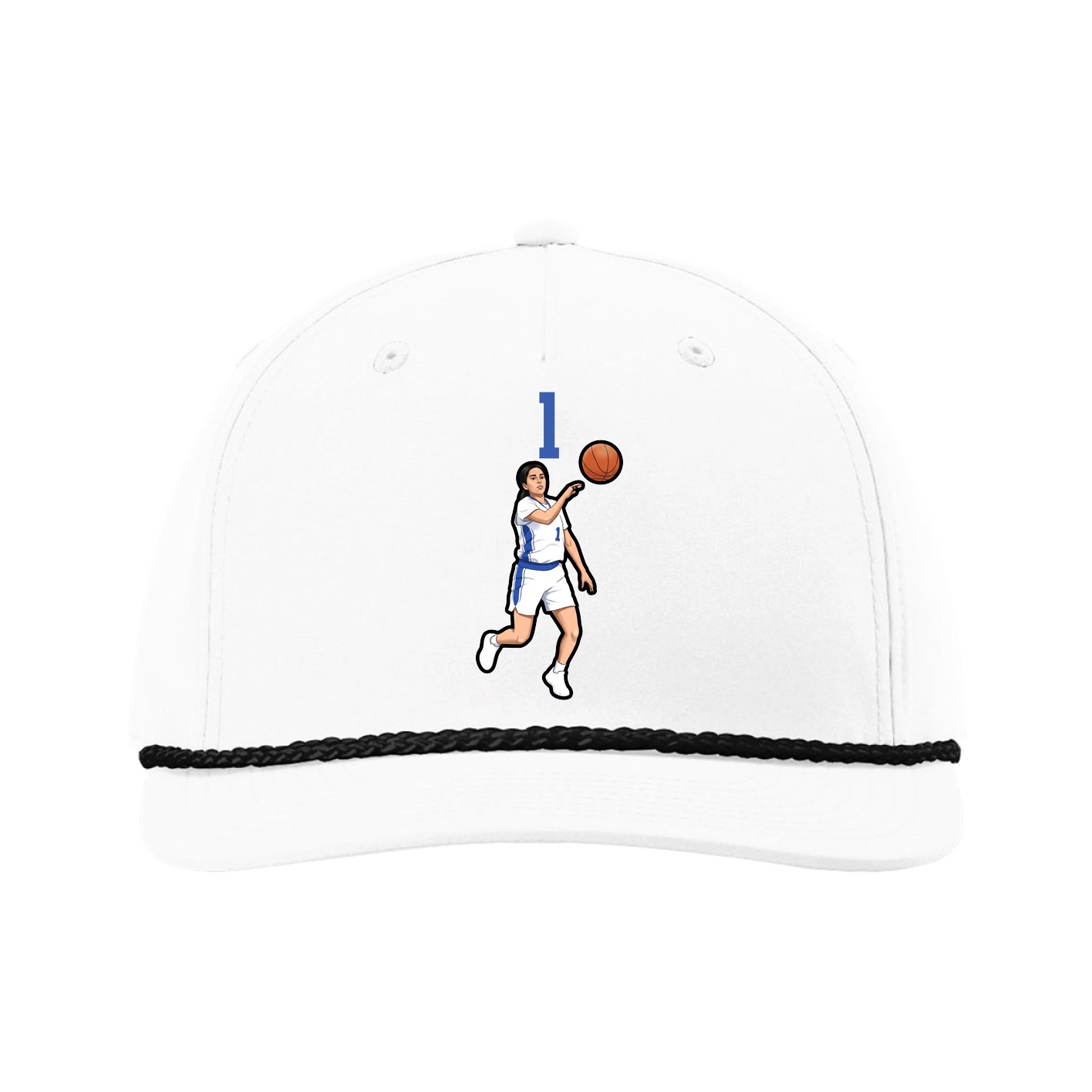 Five-Panel Classic Rope Cap — Number Top in White