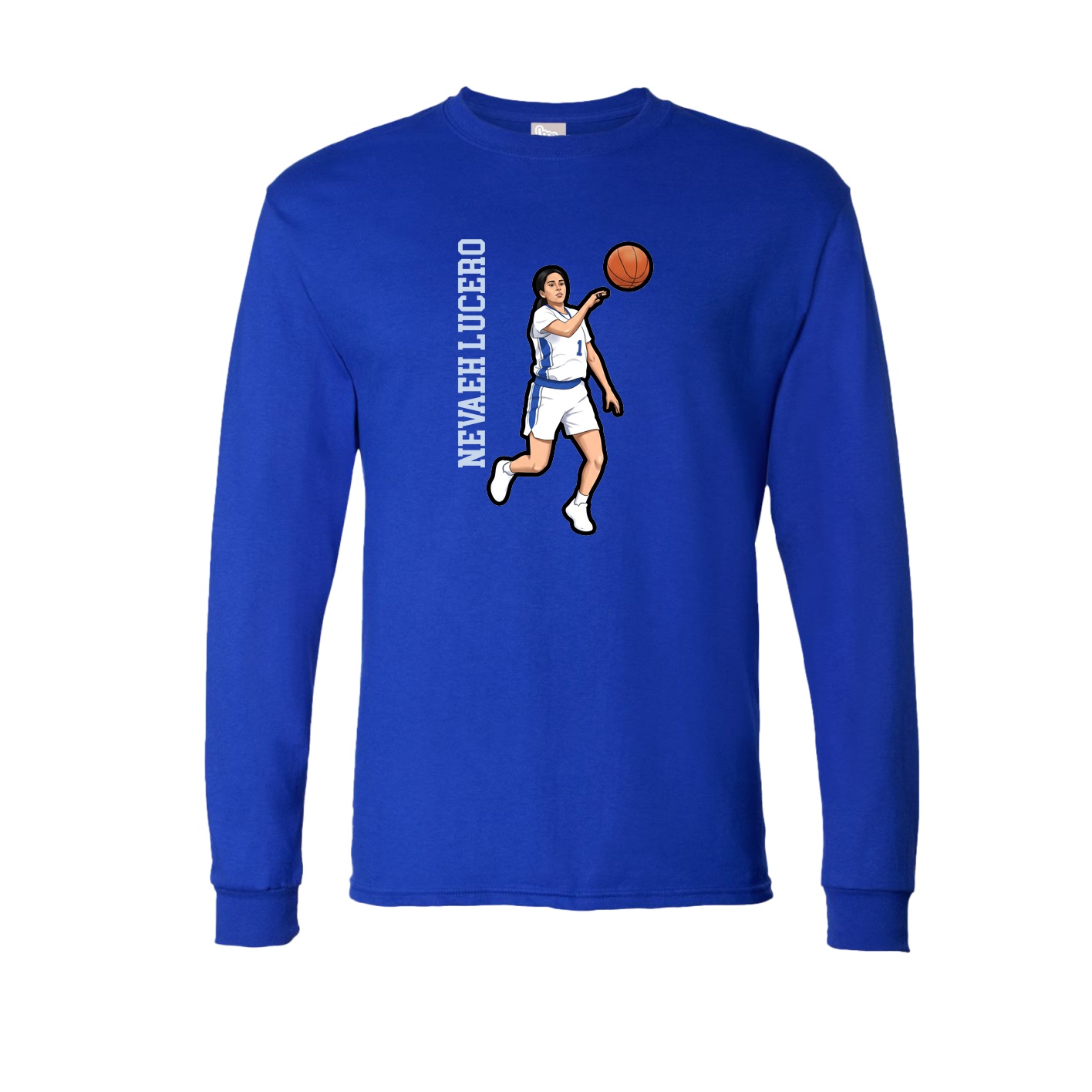 Long Sleeve Tee — Name Vertical in Royal