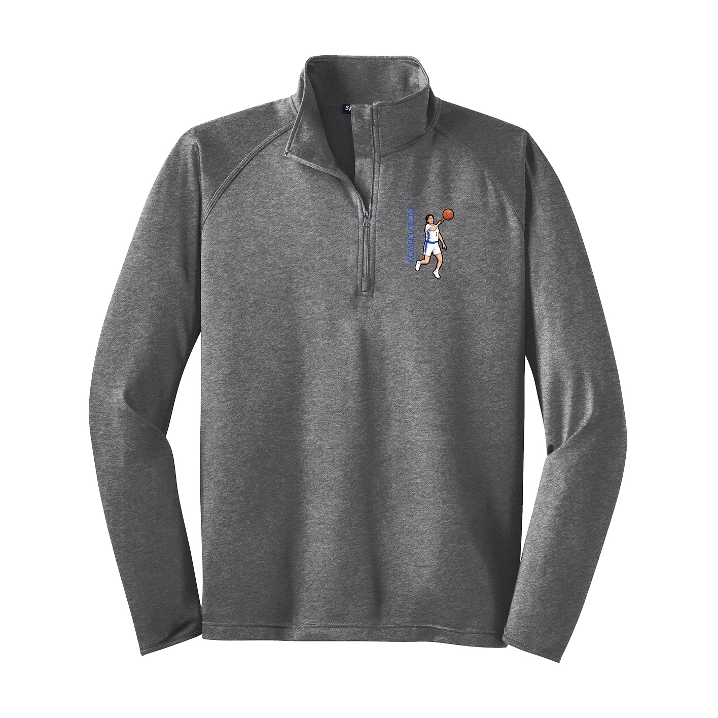 Q-Zip Pullover — Name Vertical in Grey
