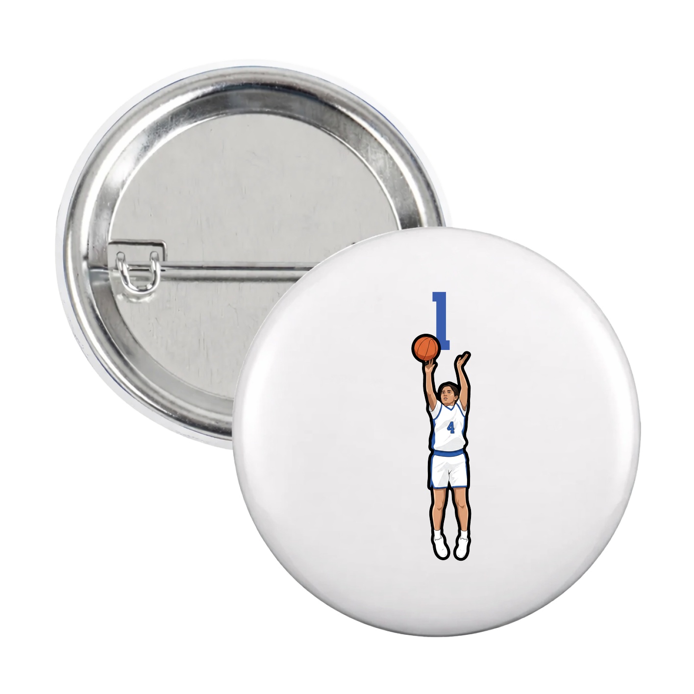 Game Day Button — Number Top in White