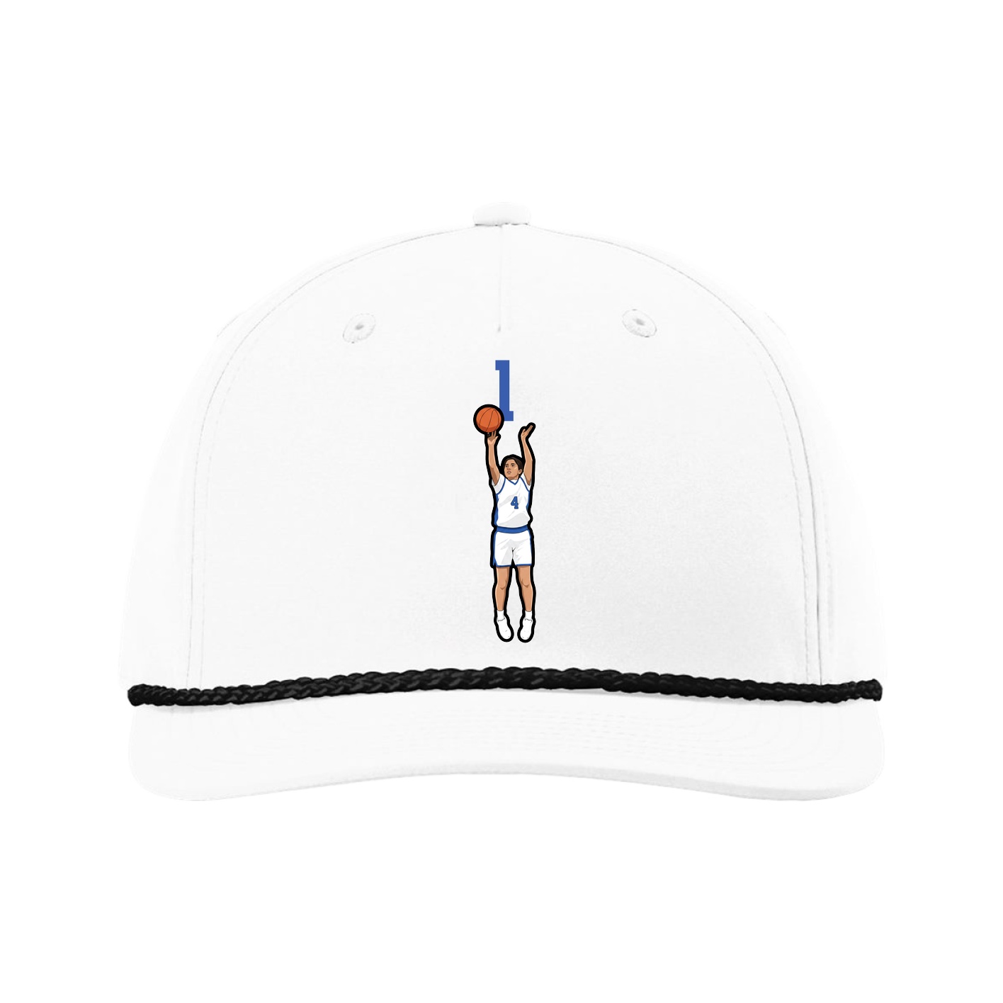 Five-Panel Classic Rope Cap — Number Top in White