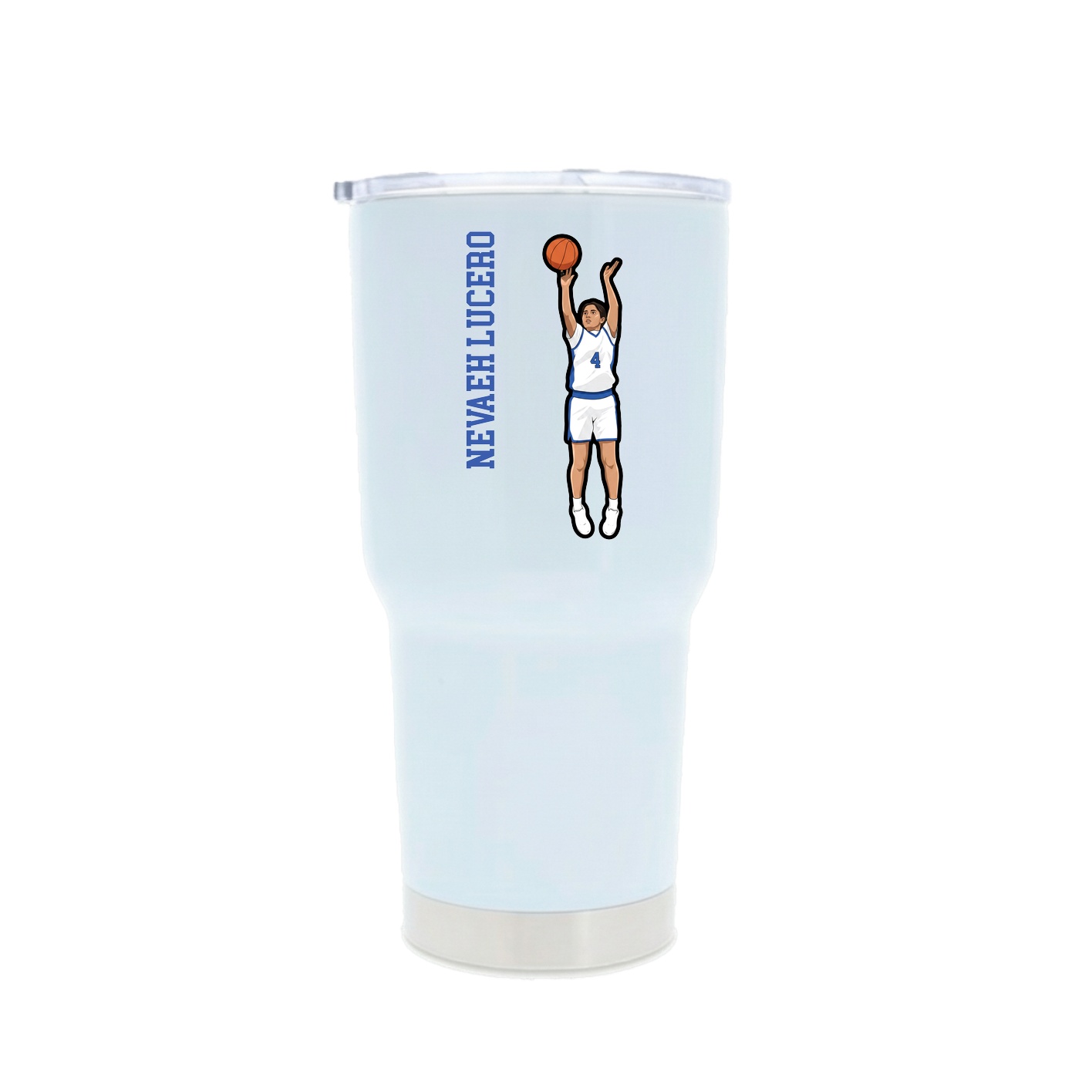 30oz Stainless Steel Tumbler — Name Vertical in White