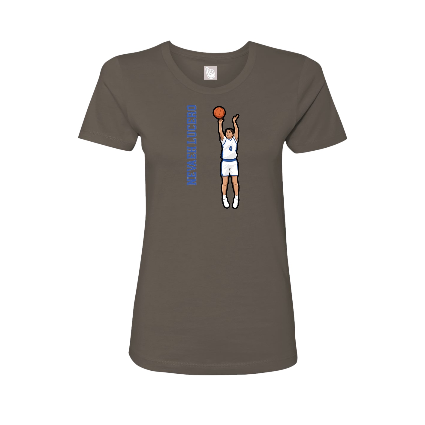 Fitted Women's Tee — Name Vertical in Grey