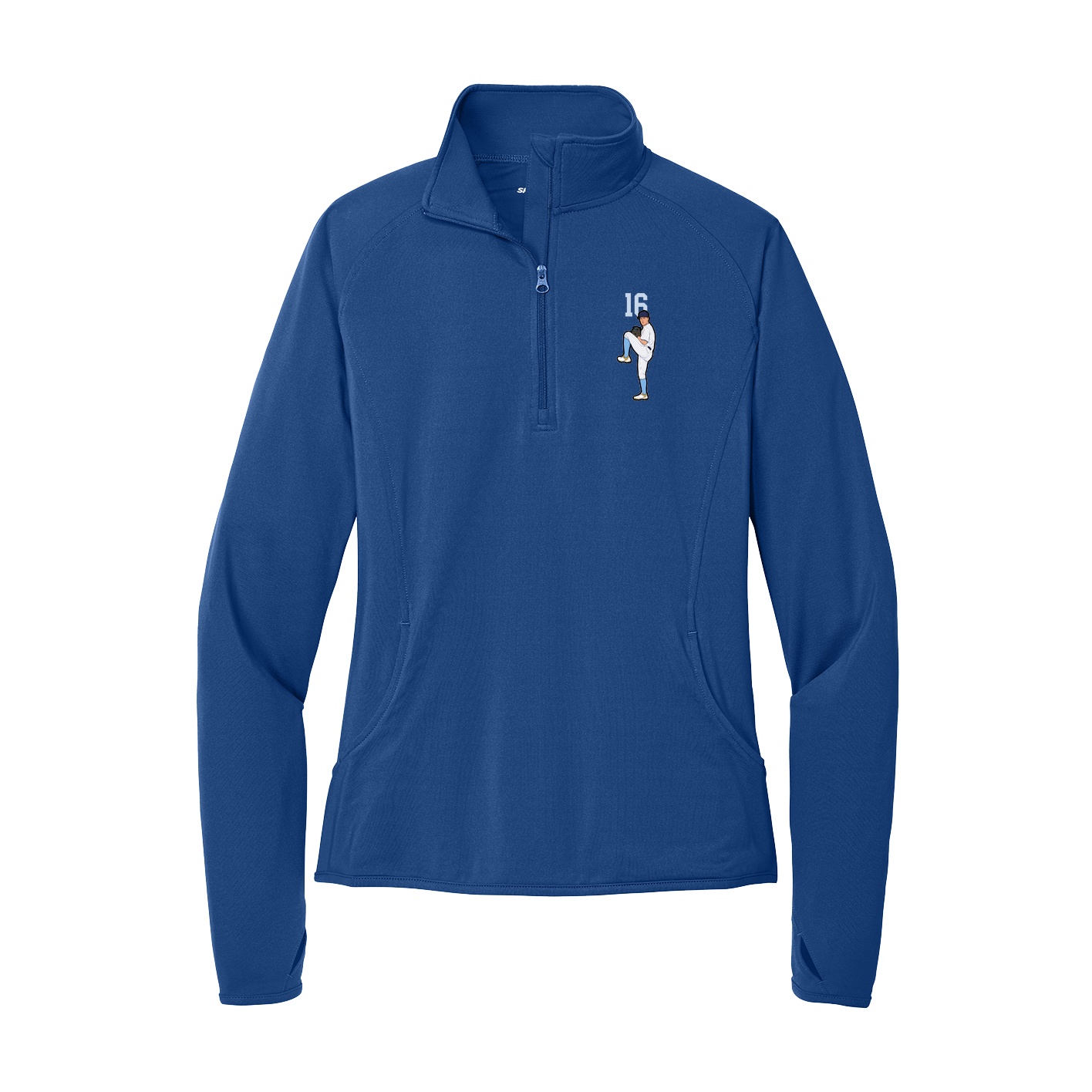 Women's Q-Zip Pullover — Number Top in Royal